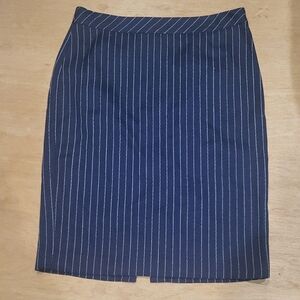 Tahari ASL Navy Blue lined striped skirt nwot
